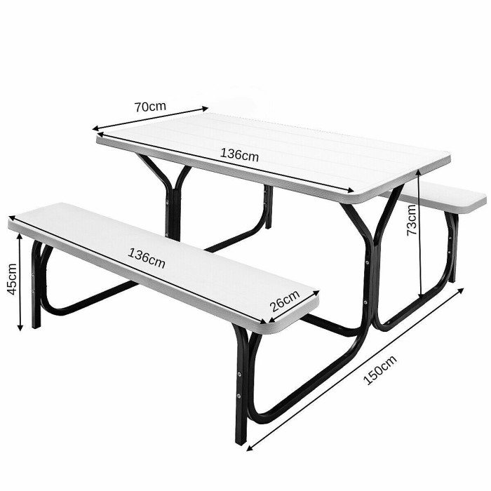 GAINOOM Outdoor Picnic Table and Bench Set Heavy-Duty Garden Furniture Gathering/Party