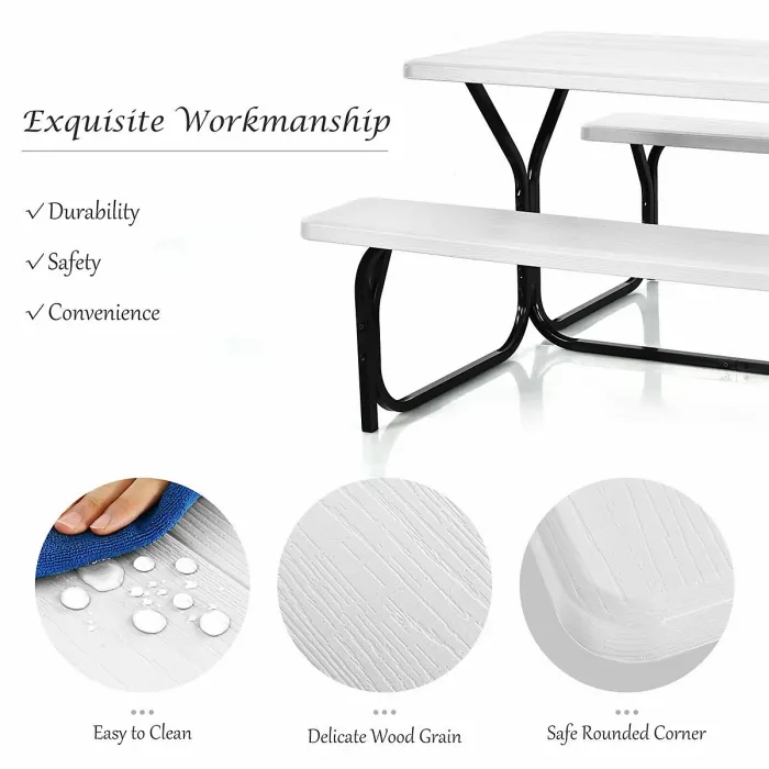 GAINOOM Outdoor Picnic Table and Bench Set Heavy-Duty Garden Furniture Gathering/Party