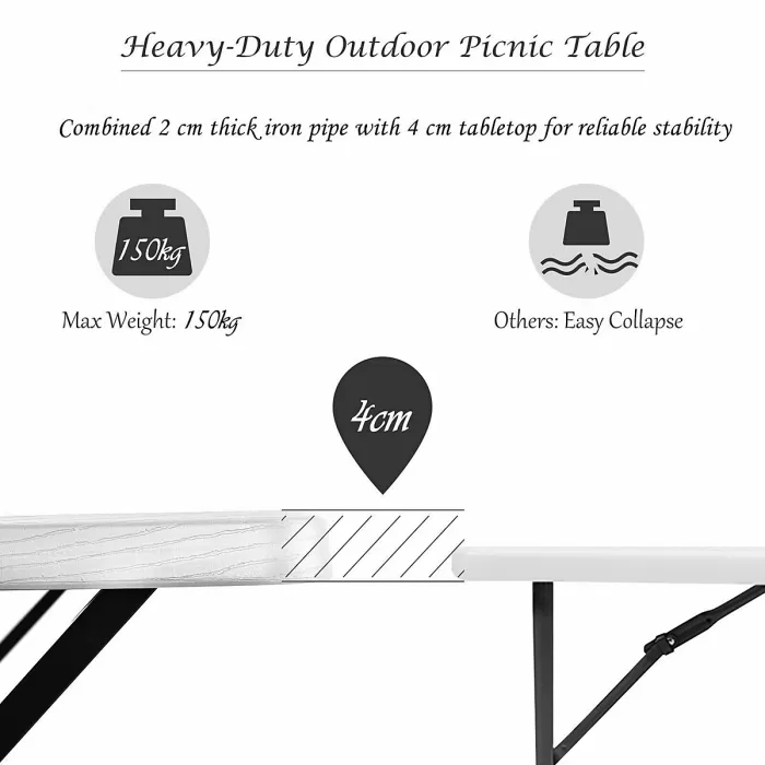 GAINOOM Outdoor Picnic Table and Bench Set Heavy-Duty Garden Furniture Gathering/Party