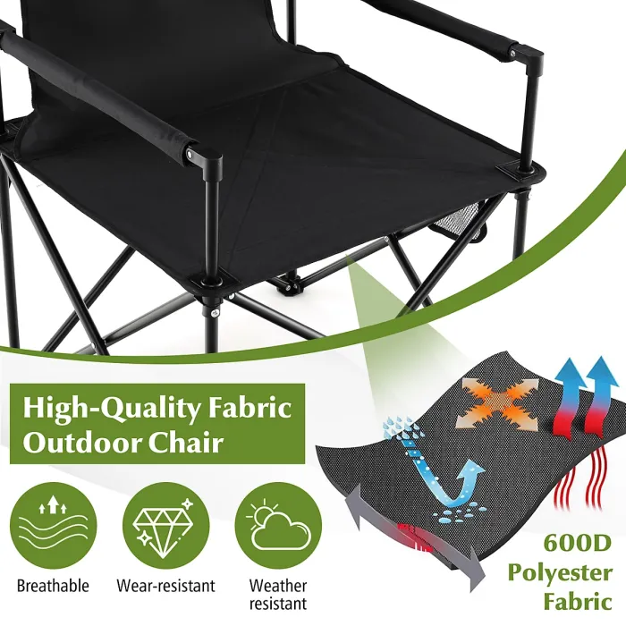 GAINOOM 3 Piece Camping Chairs & Table Set Outdoor Folding Lawn Chair w/ Side Table