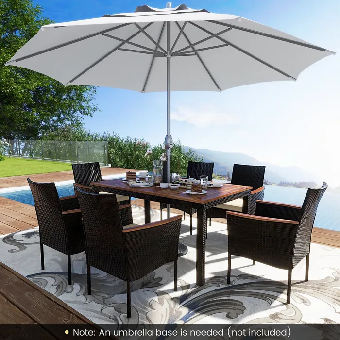 COSTWAY 7 Pieces PE Rattan Outdoor Patio Dining Set with 6 Stackable Chairs