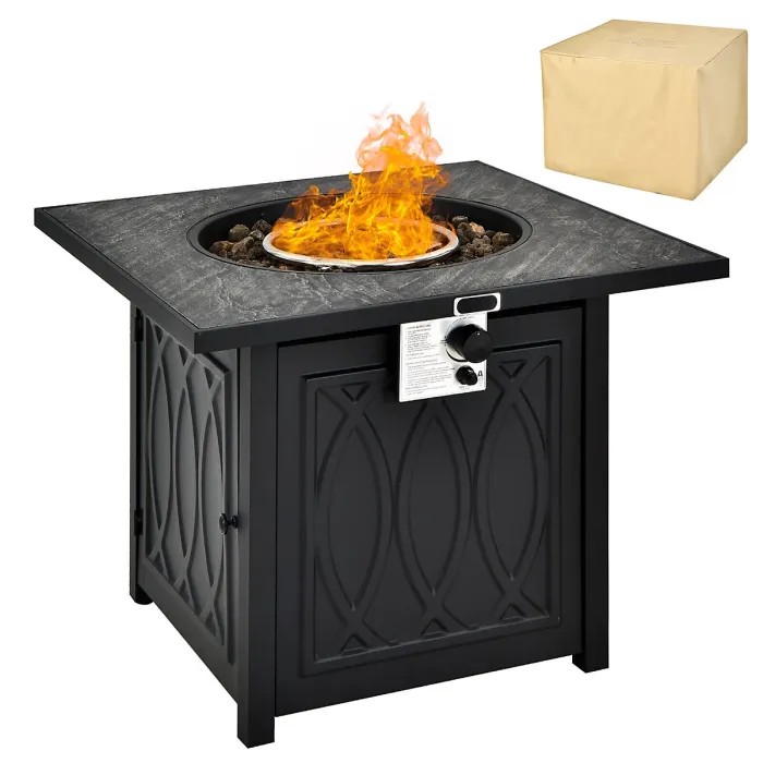 GAINOOM 50000BTU Square Firepit w/High-temp Resistant Tabletop Gas FirePit Table