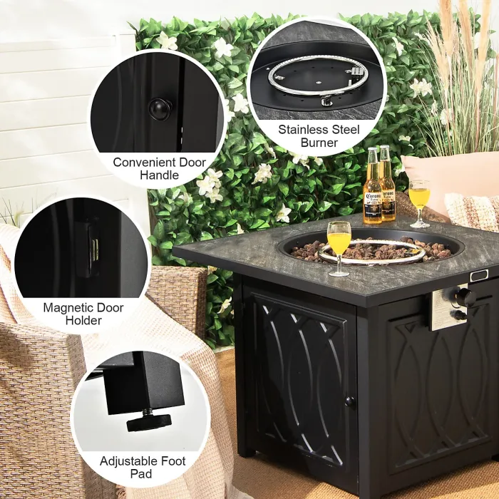 GAINOOM 50000BTU Square Firepit w/High-temp Resistant Tabletop Gas FirePit Table