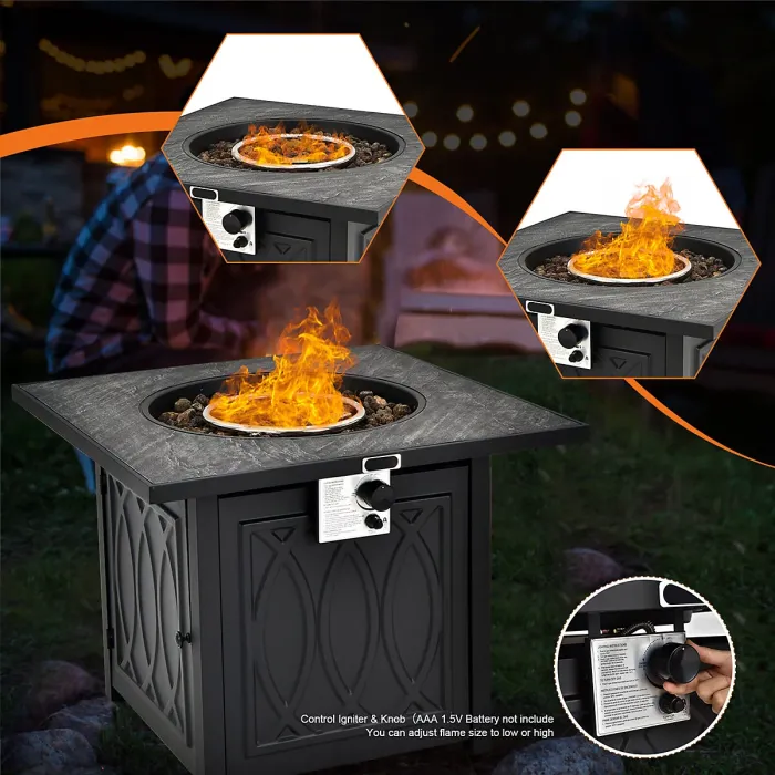 GAINOOM 50000BTU Square Firepit w/High-temp Resistant Tabletop Gas FirePit Table