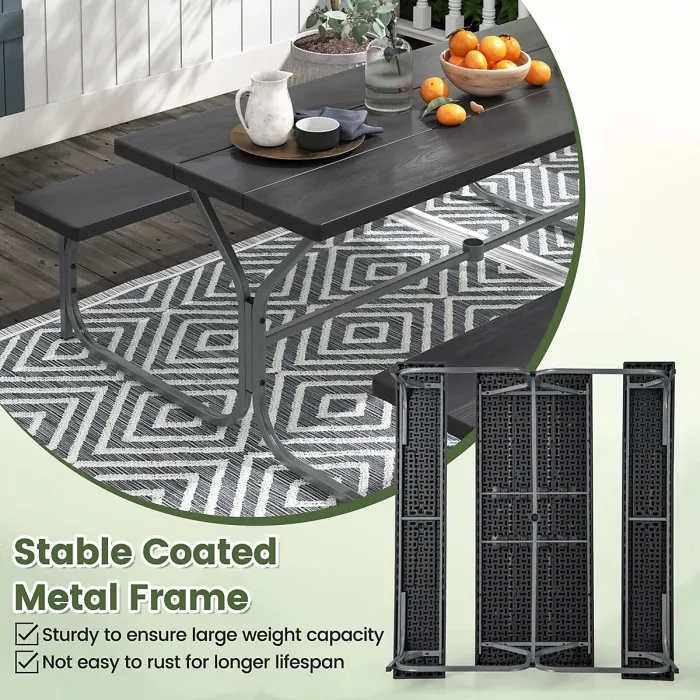 GAINOOM Picnic Table Bench Set 8 Person Outdoor Camping Table & 2 Benches