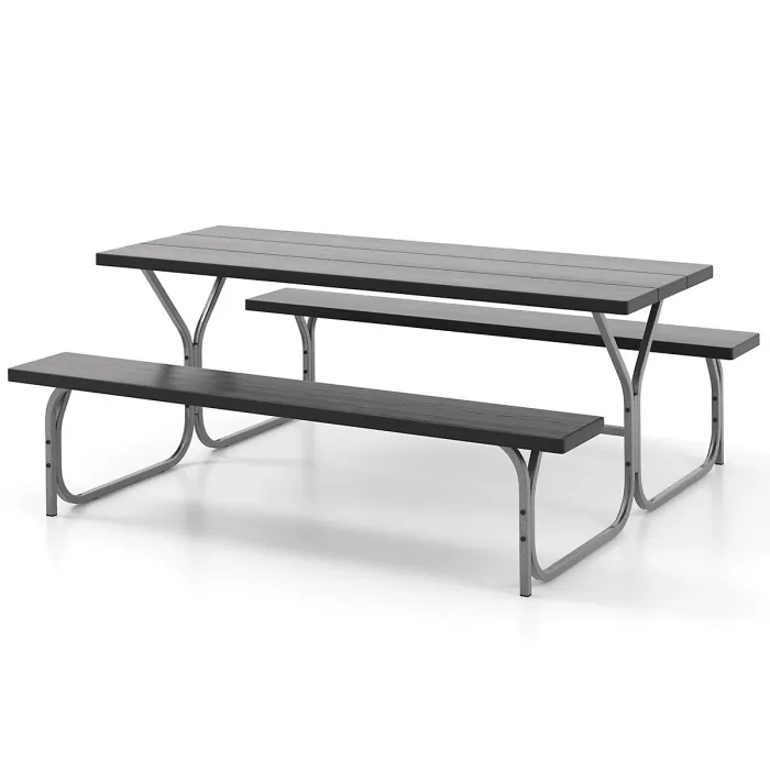 GAINOOM Picnic Table Bench Set 8 Person Outdoor Camping Table & 2 Benches
