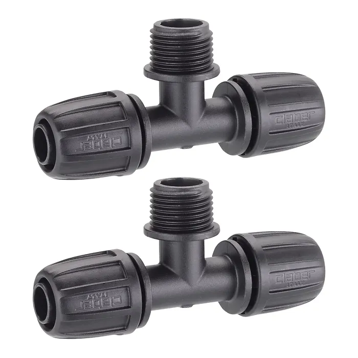 Claber 91017 Pop-Up Sprinkler Threaded 3-Way Connector. Pack of Two