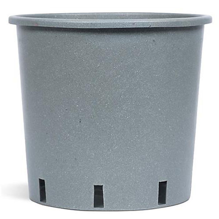 FHG Vivaio - Pack of 10, Grow Pot, Heavy Duty Round Pot, Small Grey Container With Drainage Holes, D26 H26cm, 12 Litres