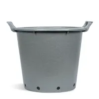 FHG Mastelli Stone Grey Round Plant Pot Container, Heavy Duty with Handles, Grower Pot, D40 H33cm, 30L