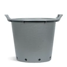 FHG Mastelli Stone Grey Round Plant Pot Container, Heavy Duty with Handles, Grower Pot, D40 H33cm, 30L