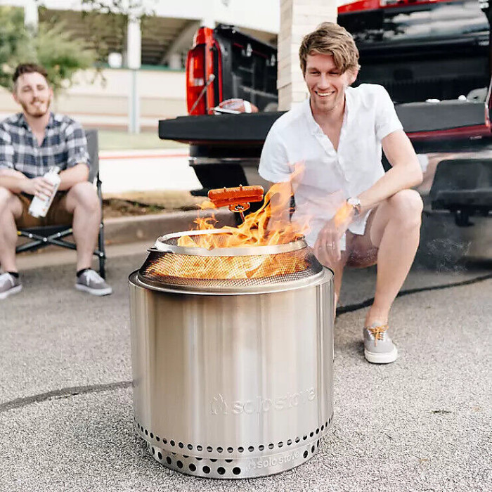 Solo Stove Bonfire 2.0 Wood Burning Stainless Steel Fire Pit Bundle Spark Screen, Stand, Ash Pan, Cover & Carry Case Low Smoke