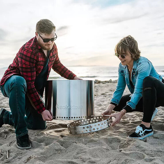 Solo Stove Bonfire 2.0 Wood Burning Stainless Steel Fire Pit Bundle Spark Screen, Stand, Ash Pan, Cover & Carry Case Low Smoke