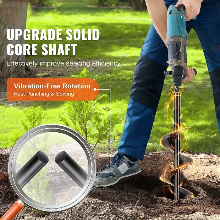 Auger Spiral Drill Bit Garden Yard Planting Post Hole Digger Tool set