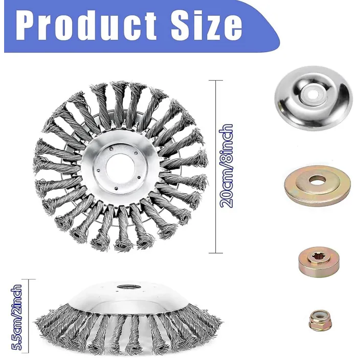 8" Grass trimmers Strimmer Head Garden Trimmer Wire Brush Solid Steel Wheel UK