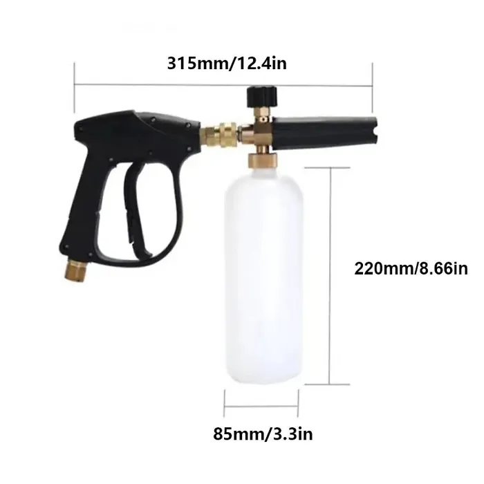 Pressure Washer Snow Foam Cannon Lance Gun 1/4" Quick Release Bottle + 5 Nozzles