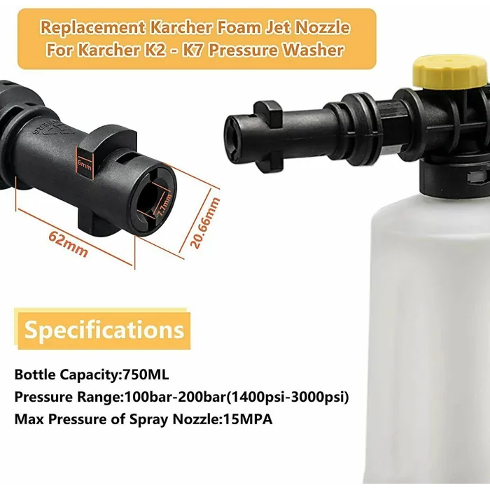 Snow Foam Lance Kit Pressure Washer Gun Compatible Karcher Car Cleaning Bottle