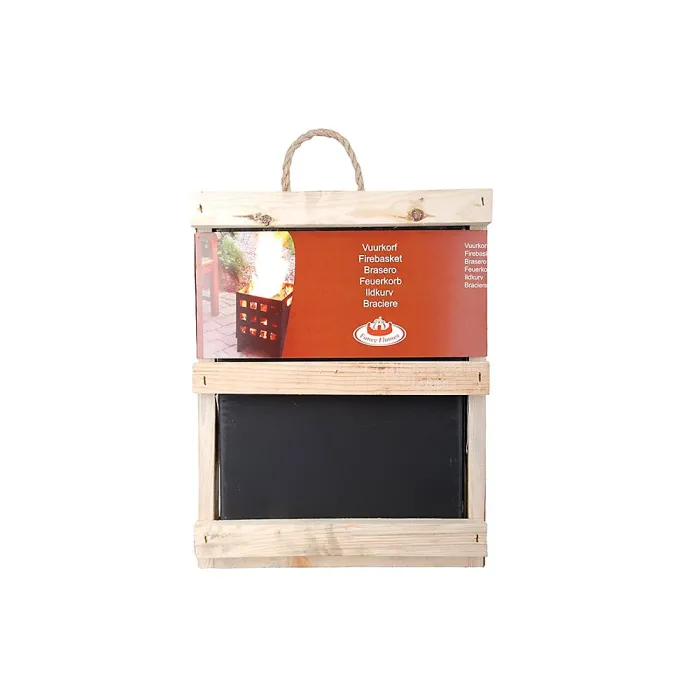 Fallen Fruits Square Fire Pit Black Metal Basket Garden Heater & Firewood Box