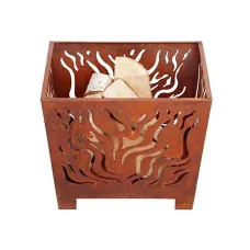 Fallen Fruits Oxidised Rust Effect Square Fire Pit Basket Garden OutdoorHeater