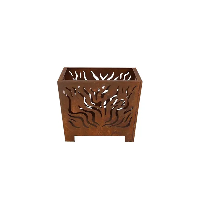 Fallen Fruits Oxidised Rust Effect Square Fire Pit Basket Garden OutdoorHeater