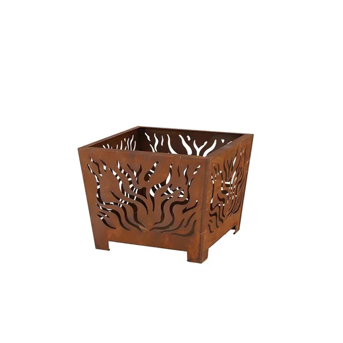 Fallen Fruits Oxidised Rust Effect Square Fire Pit Basket Garden OutdoorHeater