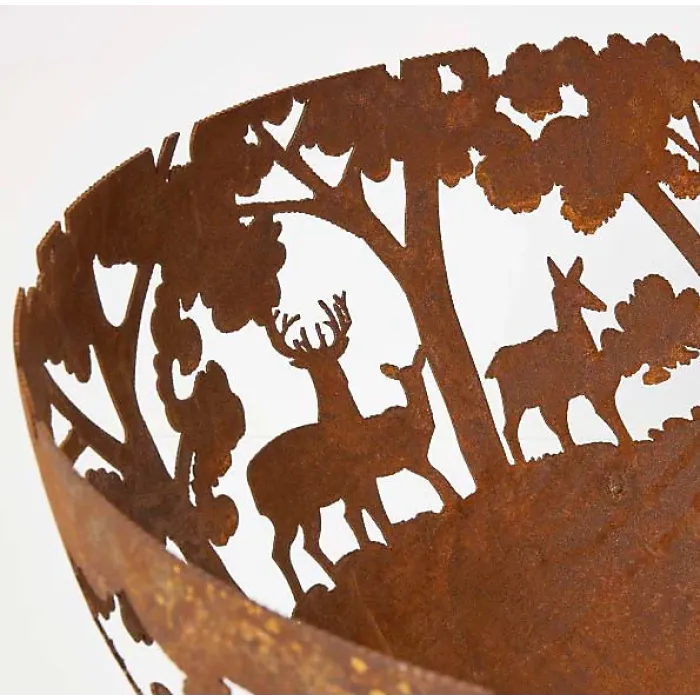 Fallen Fruits Oxidised Rust Effect Woodland Fire Pit Basket Bowl Cast Iron