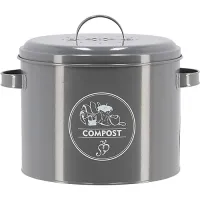 Anthracite Metal Compost Bin With Lid
