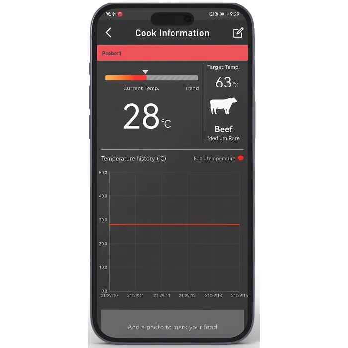 HerQs EasyBBQ pro Kitchen thermometer barbecue digital core temperature meat thermometer Bluetooth app wireless thermometer