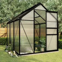 Anthracite Aluminium Greenhouse with Base Frame 3.61 m²