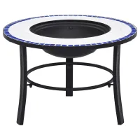Vidaxl Mosaic Fire Pit Blue And White 68cm Ceramic Fire Pits