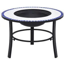 Vidaxl Mosaic Fire Pit Blue And White 68cm Ceramic Fire Pits
