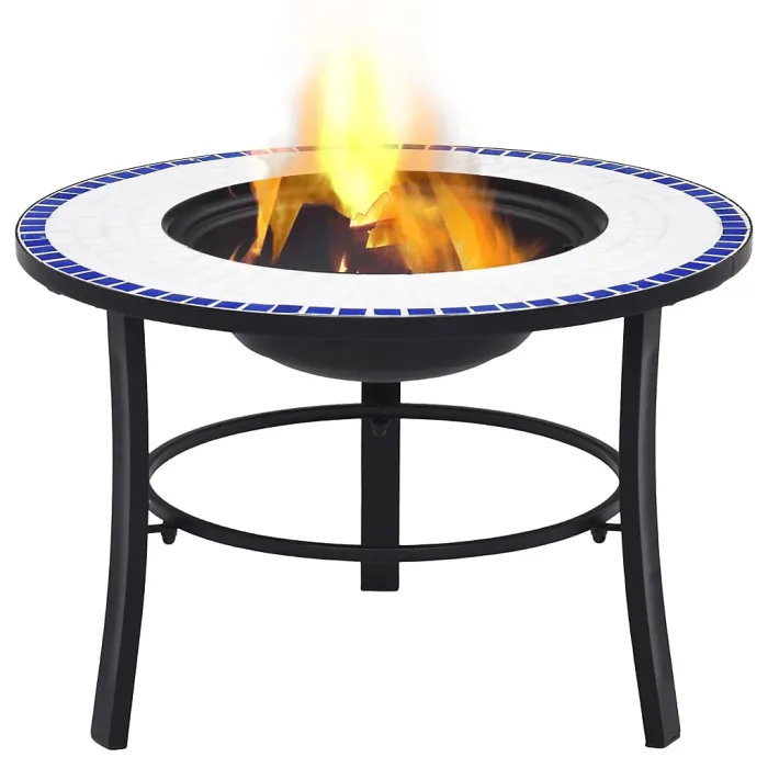 Vidaxl Mosaic Fire Pit Blue And White 68cm Ceramic Fire Pits