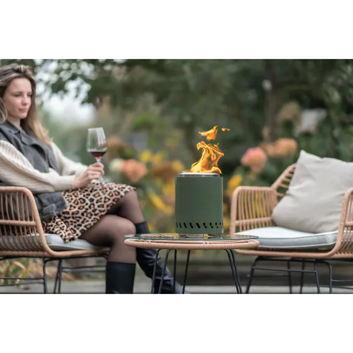 RedFire Volcano Pellet Tabletop Fire Pit Medium Size - Olive Green - 18cm Diameter