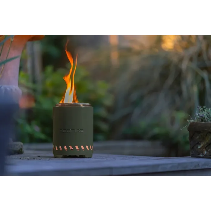 RedFire Volcano Pellet Tabletop Fire Pit Medium Size - Olive Green - 18cm Diameter