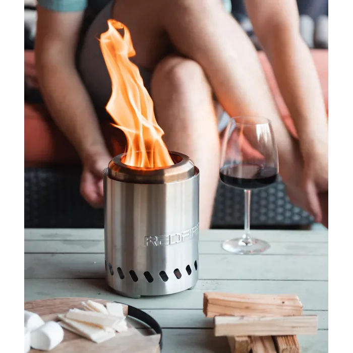 RedFire Volcano Pellet Tabletop Fire Pit Small Size - Stainless Steel - 14cm Diameter