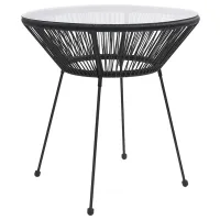 Garden Dining Table Black70x74 cm Rattan and Glass
