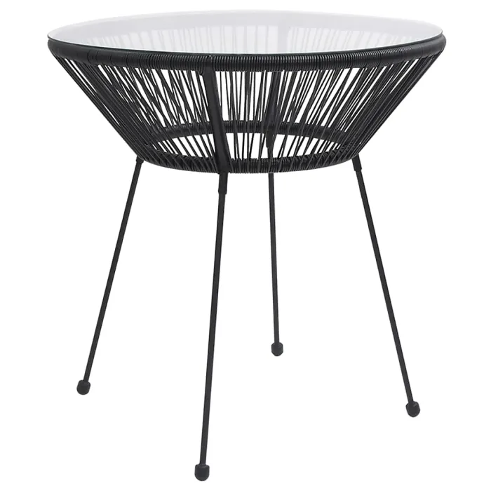 Garden Dining Table Black70x74 cm Rattan and Glass