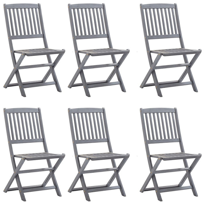 7 Piece Garden Outdoor Dining Set Suitable for Backyard, Patio Solid Acacia Wood Grey