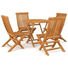 5 Piece Garden Outdoor Dining Set Suitable for Backyard, Patio Solid Teak Wood