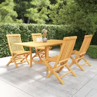 5 Piece Garden Outdoor Dining Set Suitable for Backyard, Patio Solid Teak Wood