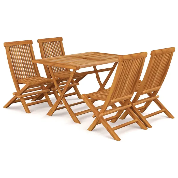 5 Piece Garden Outdoor Dining Set Suitable for Backyard, Patio Solid Teak Wood