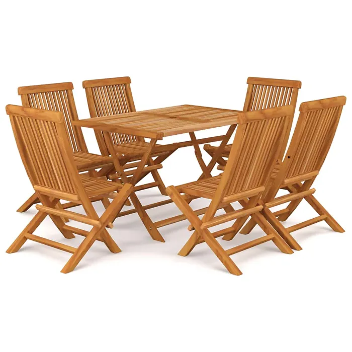 7 Piece Garden Outdoor Dining Set Suitable for Backyard, Patio Solid Teak Wood