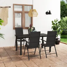 5 Piece Garden Outdoor Dining Set Suitable for Backyard, Patio Black