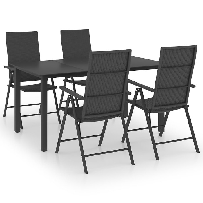 5 Piece Garden Outdoor Dining Set Suitable for Backyard, Patio Black