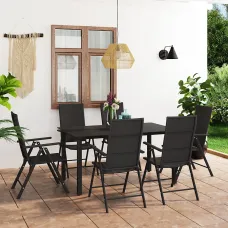 7 Piece Garden Outdoor Dining Set Suitable for Backyard, Patio Black