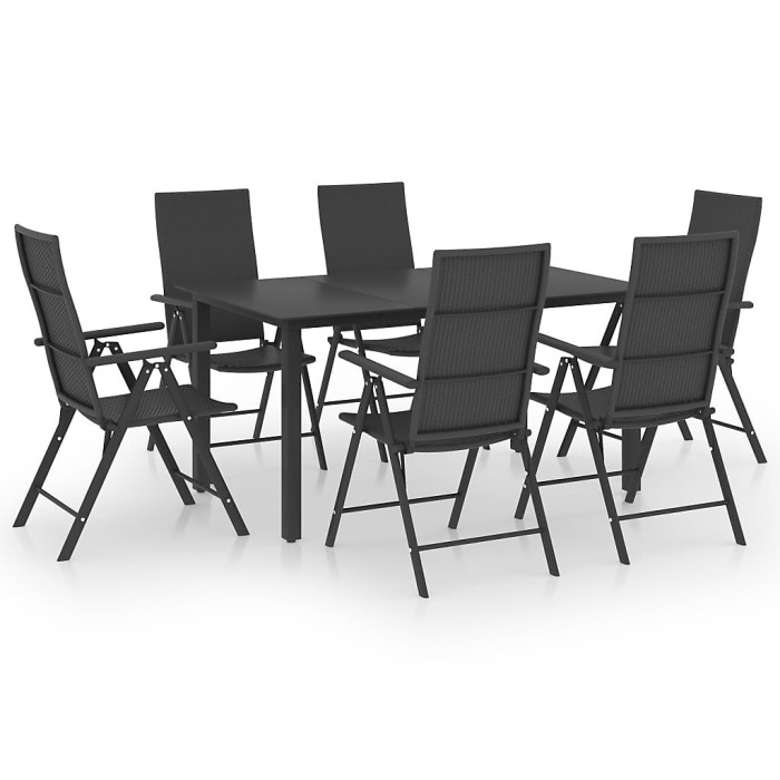 7 Piece Garden Outdoor Dining Set Suitable for Backyard, Patio Black