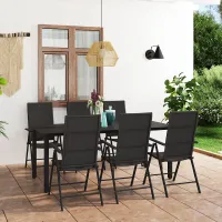7 Piece Garden Outdoor Dining Set Suitable for Backyard, Patio Black