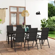 7 Piece Garden Outdoor Dining Set Suitable for Backyard, Patio Black