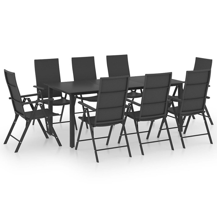 9 Piece Garden Outdoor Dining Set Suitable for Backyard, Patio Black