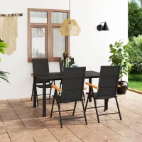 5 Piece Garden Outdoor Dining Set Suitable for Backyard, Patio Black and Brown