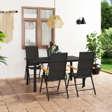 5 Piece Garden Outdoor Dining Set Suitable for Backyard, Patio Black and Brown